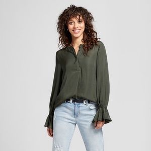 Target Long Sleeve Ruffle Cuff Blouse